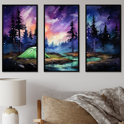 Northern Lights Camping Escape 3 - Art mural de voyage en camping