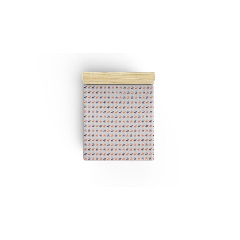 Drap-housse 100% coton, Orange / blanc / bleu, Grand