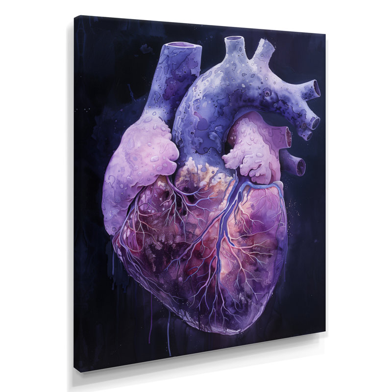  «Abstract Heart Purple Scenery», reproduction d'art abstrait, Toile tendue, H 16 po x l 32 po