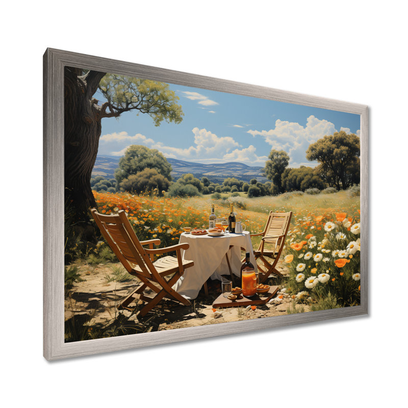 Joyeux rassemblement de pique-niques pour deux - pique-nique, art mural, impressions sur toile, H 34 po x l 44 po x P 1,5 po