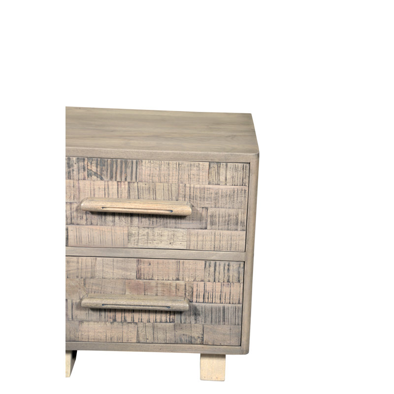 Table de chevet 2 tiroirs en bois massif, Blanc