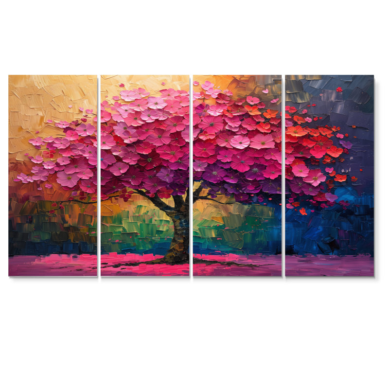 «Rose Cherry» - impression d'art mural cerisier rose et bleu, H 28 po x l 48 po
