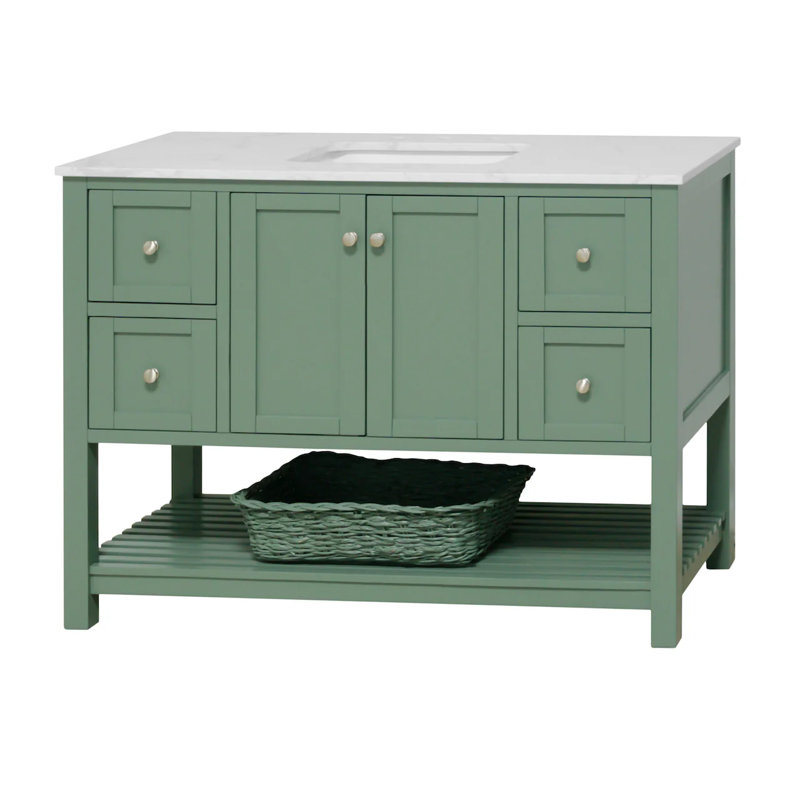 Ensemble de meuble-lavabo simple 48 po Binne, Carrara d'ingénierie, Sage Green