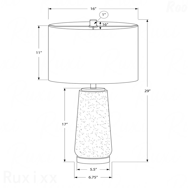 Table Lamp - 29" Height, Grey Resin Material, Ivory & Cream Shade