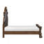 Lit de luxe formel traditionnel au fini brun foncé avec tête de lit touffetée et or complexe-315914720