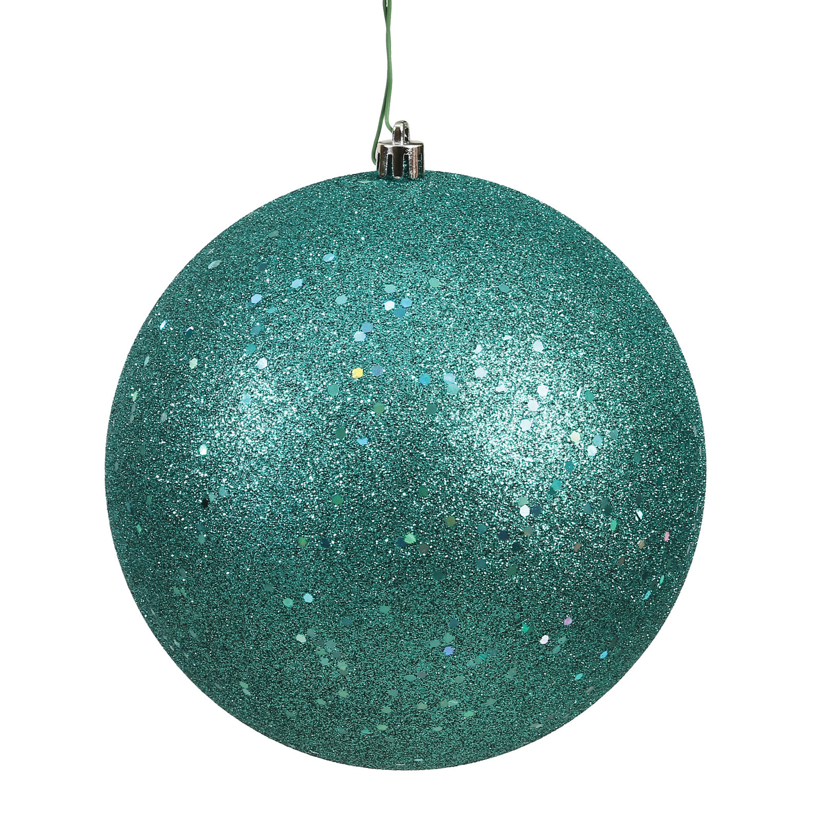 Christmas Ball Ornament, 6" H x 6" W x 6" D, Sequin Teal