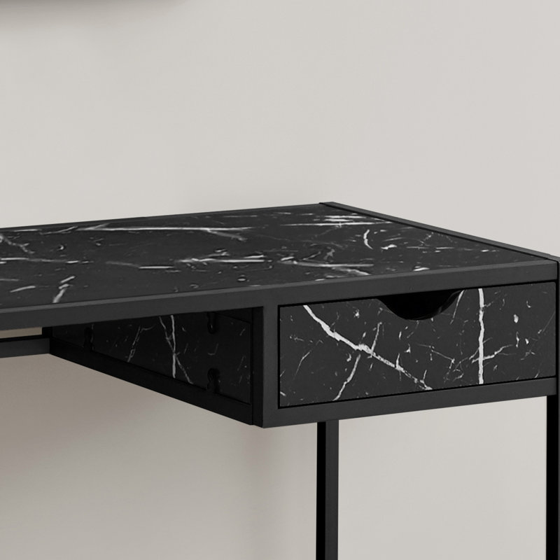 Bureau d'ordinateur, bureau personnel, ordinateur portable, tiroir de rangement, L 42 po, travail, stratifié, métal noir, contemporain, moderne (bureau)