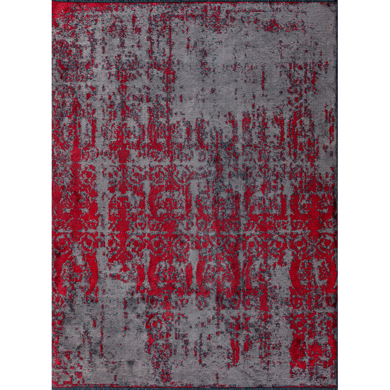 Rapture Gray/Red Luxury Area Rug, Rectangle 7'10" x 11'2"
