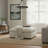 Cassandra Beige Fabric 40 In. Square Ottoman