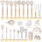 Silicone Cooking Utensils Set, 43Pcs Non-Stick Heat Resistant Kitchen Utensils Spatula Set With Wooden Handle For Baking, Cooking, And Mixing, Best Kitchen Gadgets Tools With Holder (Khaki)