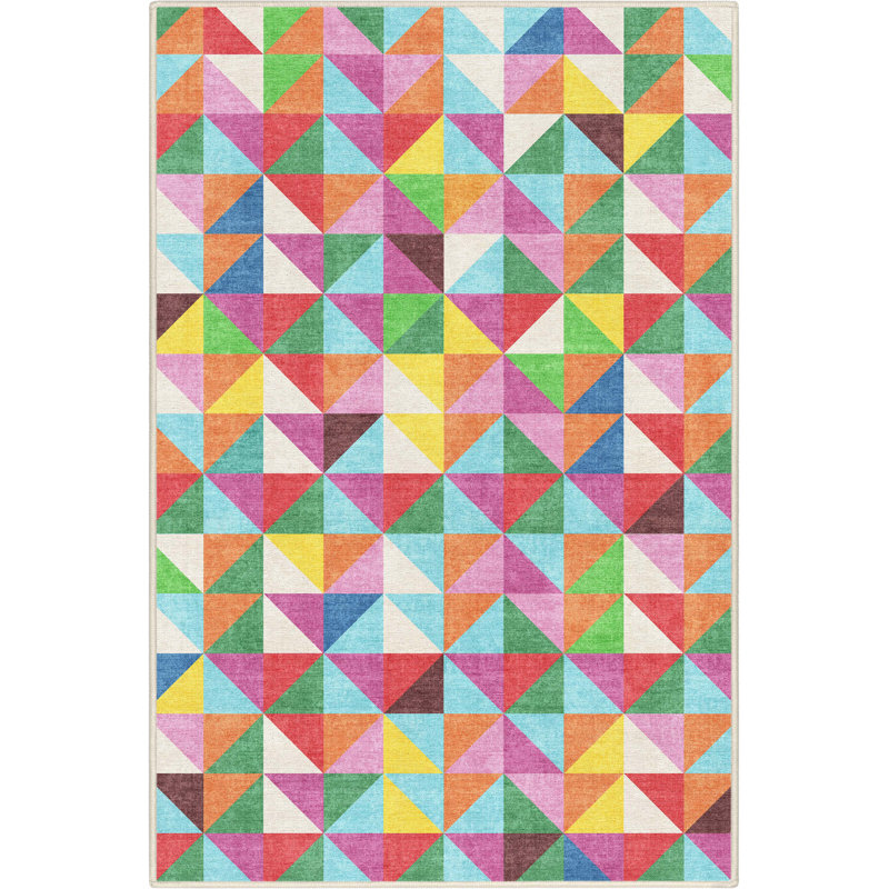 Well Woven Modern Checkerboard Tile Multi Color Washable Area Rug, Rectangle 3'3" x 5'