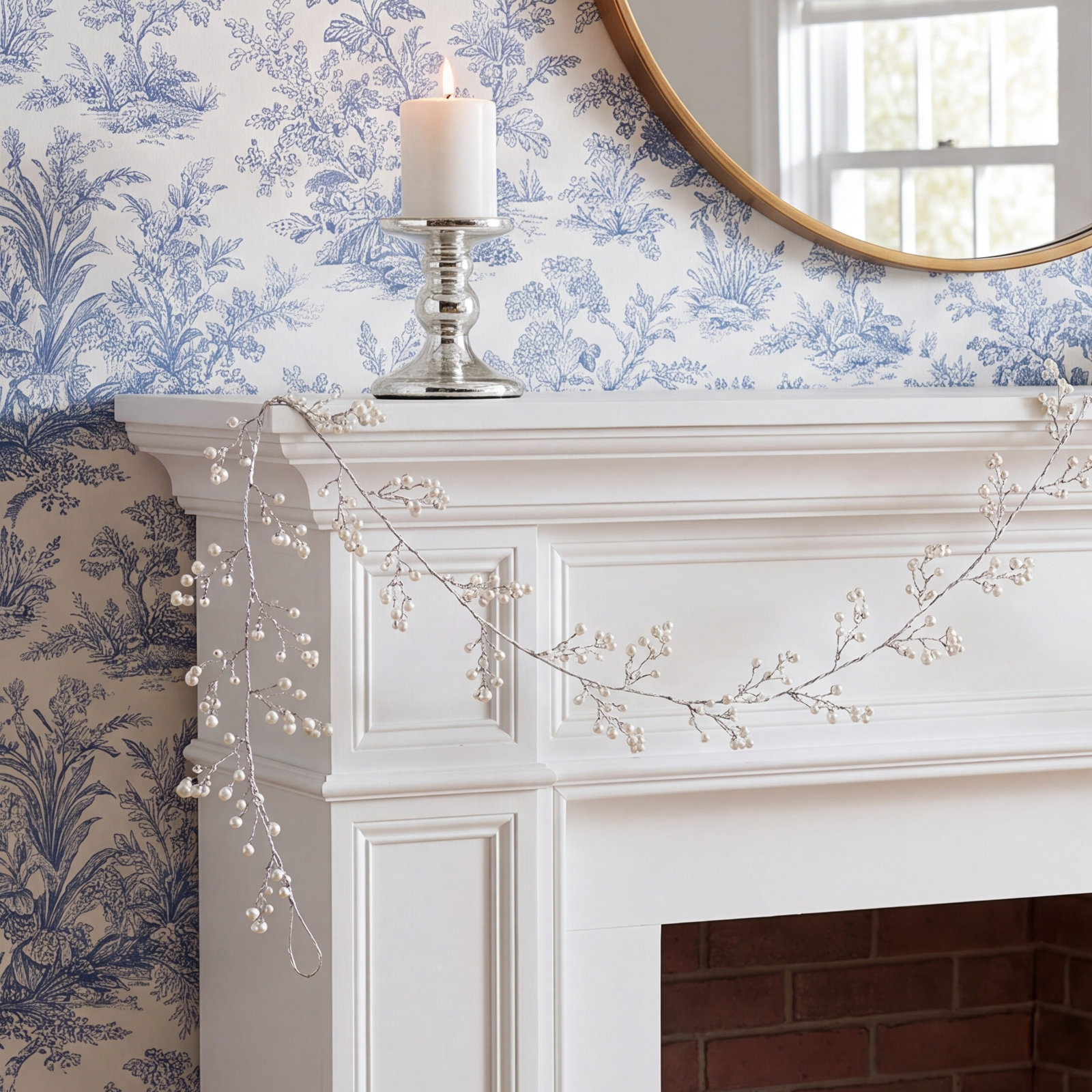 Beaded Pearl Garland White Christmas