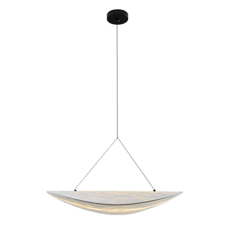 Luminaire suspendu en tissu blanc, H 5,9 po x l 15,74 po x P 15,74 po