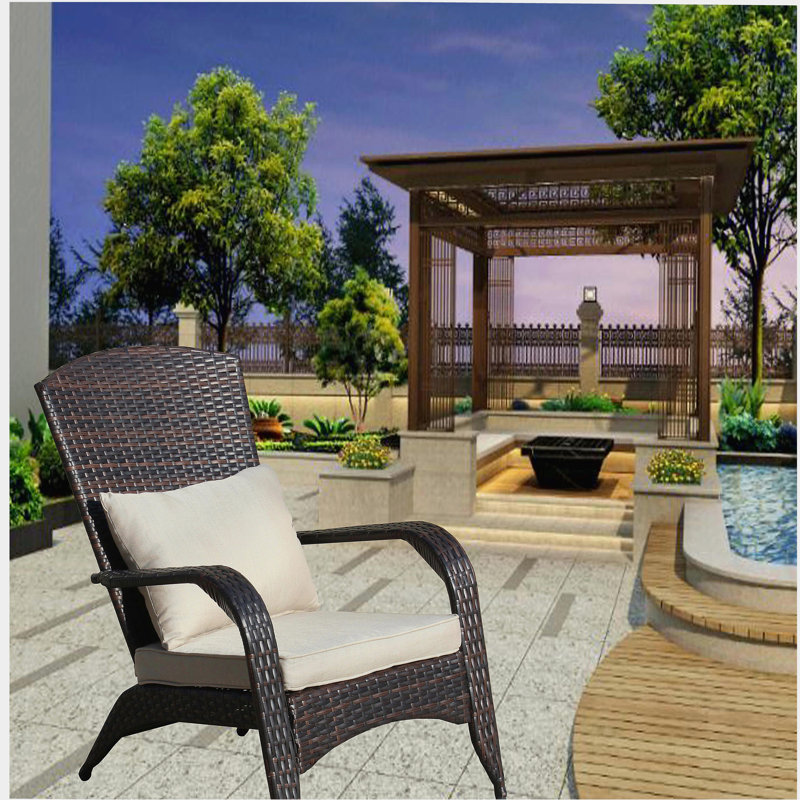 Chaise de patio rembourrée, Brun, Beige