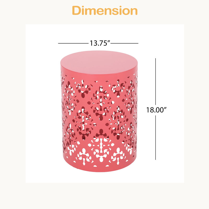 Table de bout d'extérieur en métal, Rouge