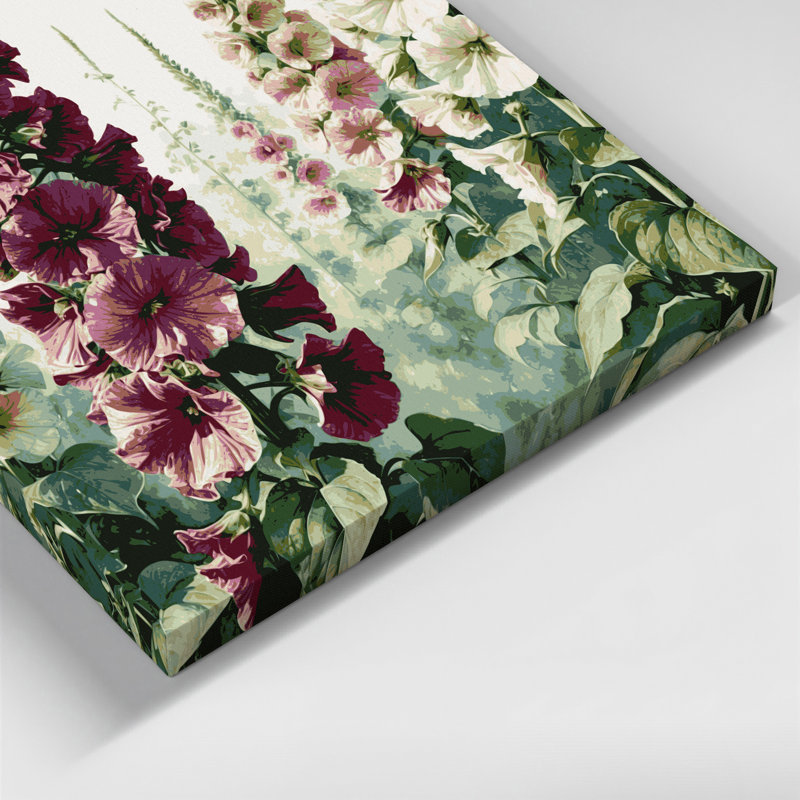 Art mural sur toile Botanical Hollyhock, H 11 po x l 14 po