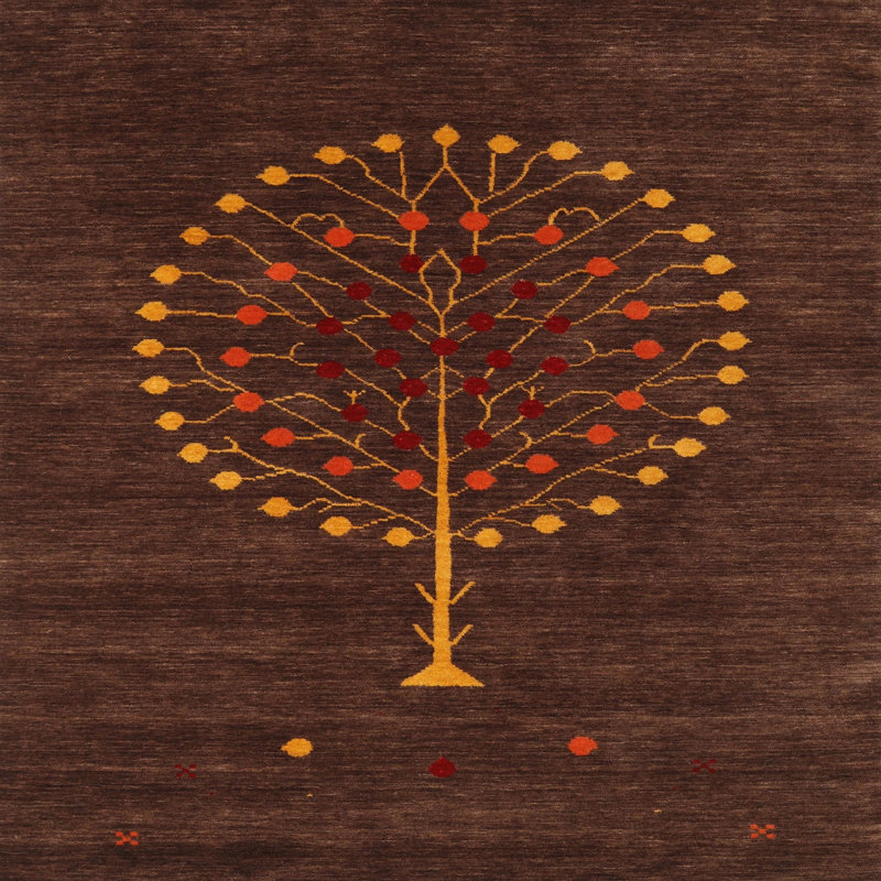 Tapis brun contemporain Kleban, Carré 4 pi