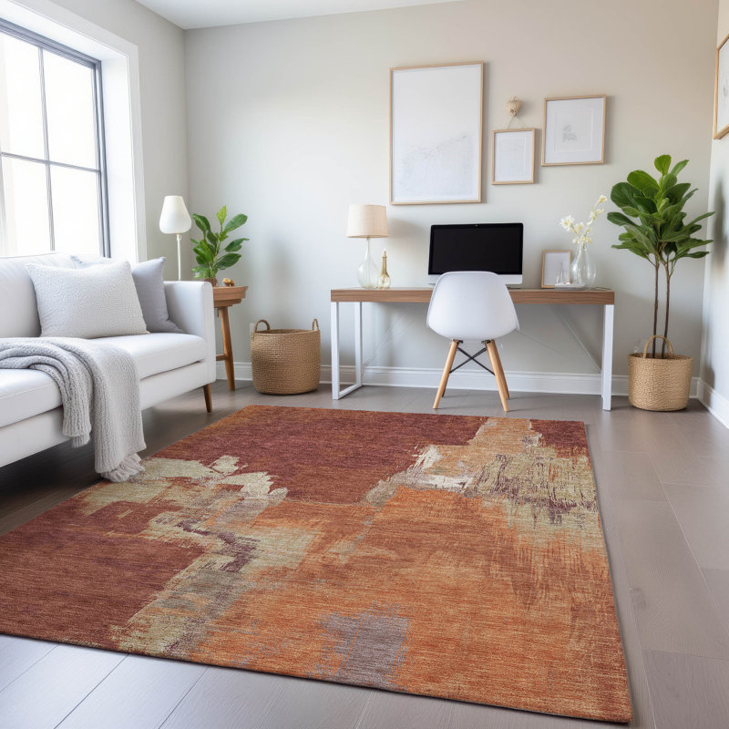 Tapis abstrait lavable à la machine de qualité supérieure Elize AMF1332, Rectangle 9 pi x 12 pi