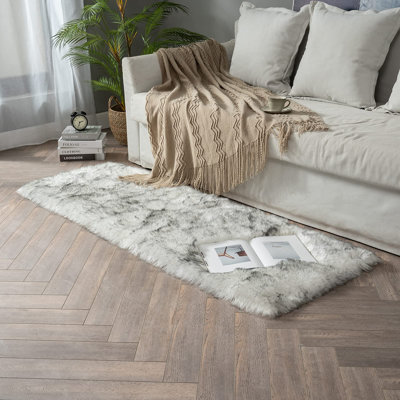 Tapis blanc moelleux à poils de mouton Haja