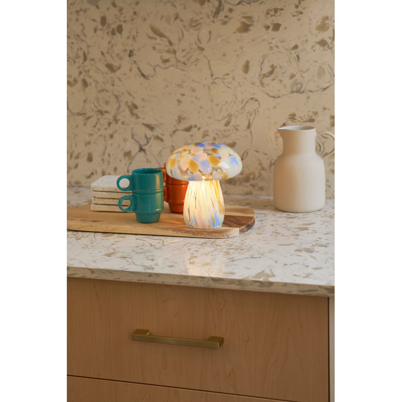 Portable Tall Open Top Glass Mushroom Lamp, Kaleidoscope, Kaleidoscope