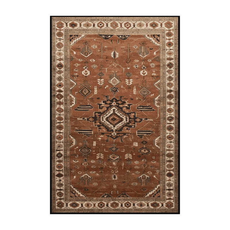 Tapis brun lavable à la machine, Rectangulaire 8 pi x 10 pi
