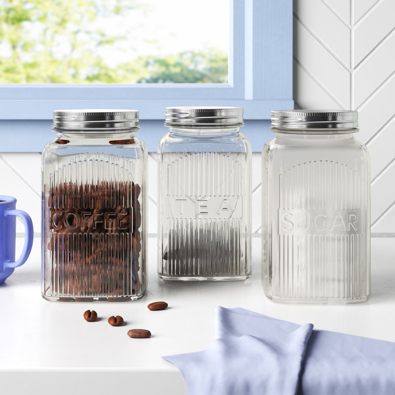 Glass Jar - Set of 3, Silver