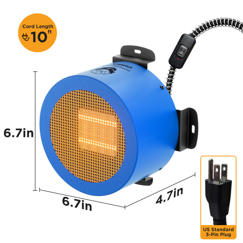TURBRO 400W Dog House Heater with 10ft Anti Bite Cord, Waterproof Control, Overheat Protection, Blue