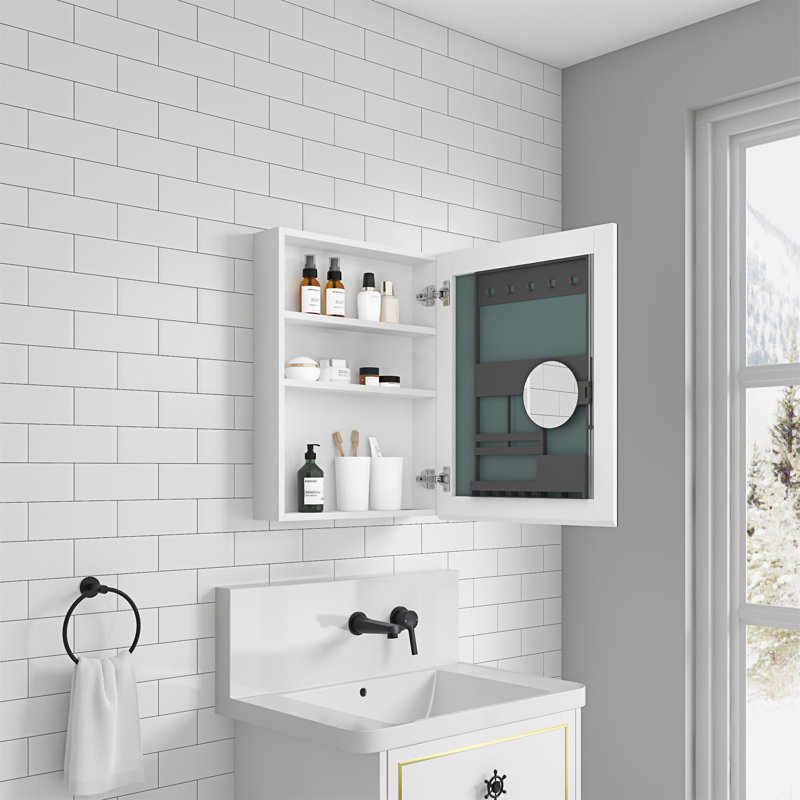 20'' W X 26'' H Surface Frameless Mirror Medicine Cabinet, 26" H x 20" W x 4.8" D