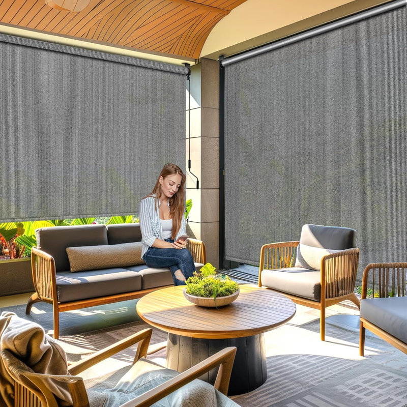 Hls024kd-1 Hdpe Vertical Retractable Awning, Grey, 240cm H x 180cm W