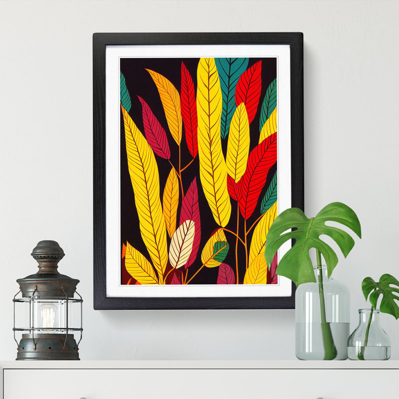 FRM-V0523-162X Autumn Forest Leaves Vol.2 - Single Picture Frame Print, 34cm H x 25cm W x 2cm D, Black Framed