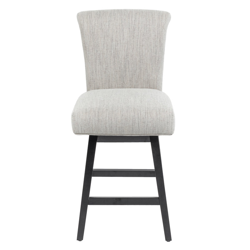 Lark Manor Counter Stools,26" 360 Free Swivel Bar Stools,Modern Counter Height Bar Stools With Upholstered And High-Back,Wooden Barstool For Kitchen Island And Counter Height,Set Of 1,Performance Fabric