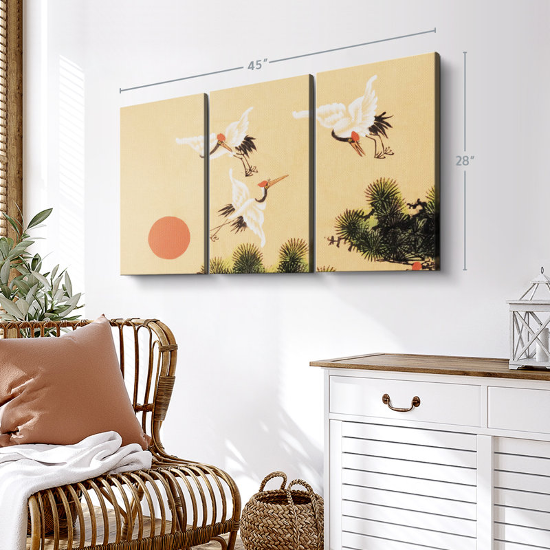" Cranes Sumi E ", 28" H x 45" W x 1.25" D