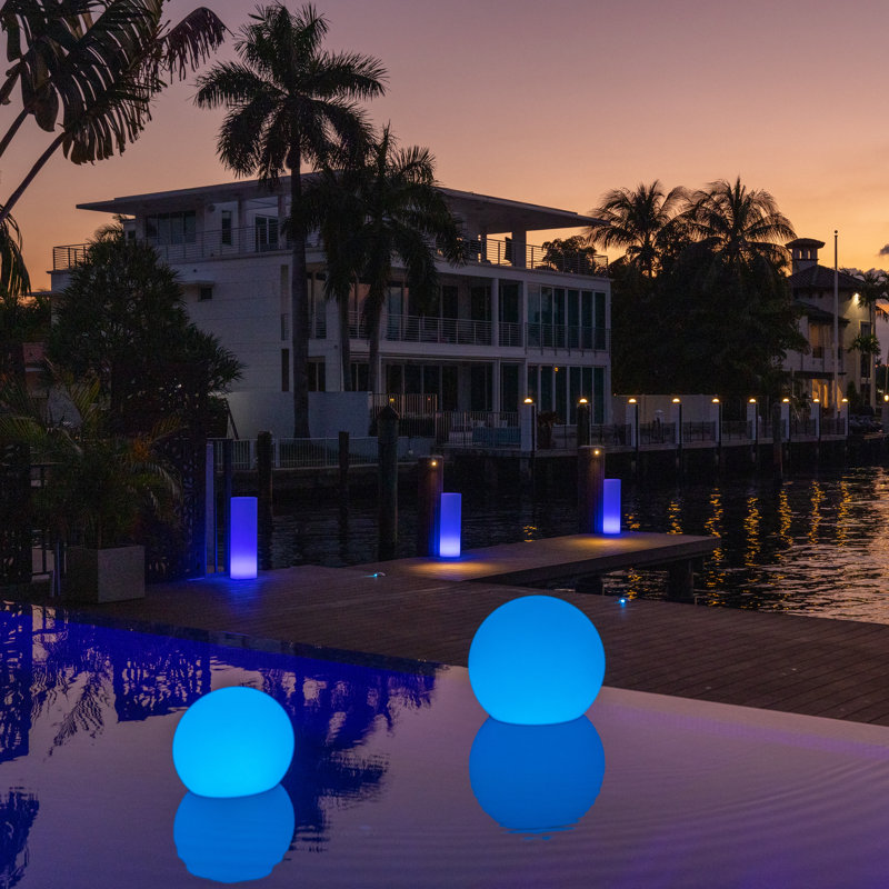 Battery Powered Integrated LED Color Changing Outdoor Floating Light, 14" Height