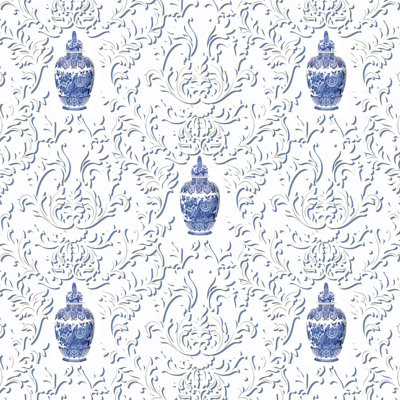 Royal Delft Linen Fabric