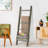 Wooden Blanket Ladder Rack, Farmhouse Gray Towel Holder with Storage Shelf and Magazine Organizer