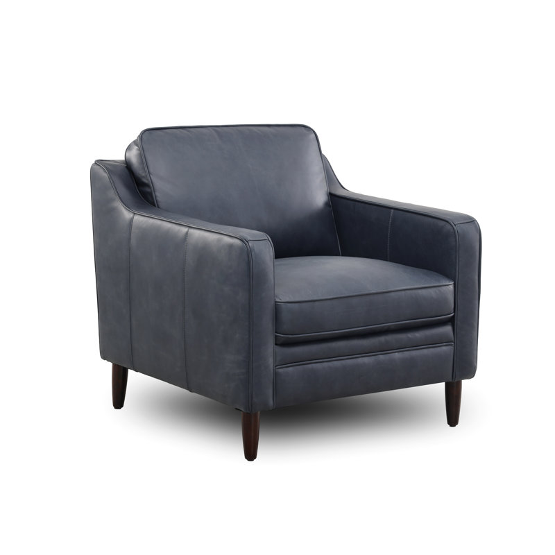 Fauteuil d'appoint et repose-pieds Leyla, Bleu profond
