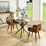 Harjovan 3 pieces Modern Dining Set Round Table Upholstered Chairs for Small Spaces Dining Room breakfast nook