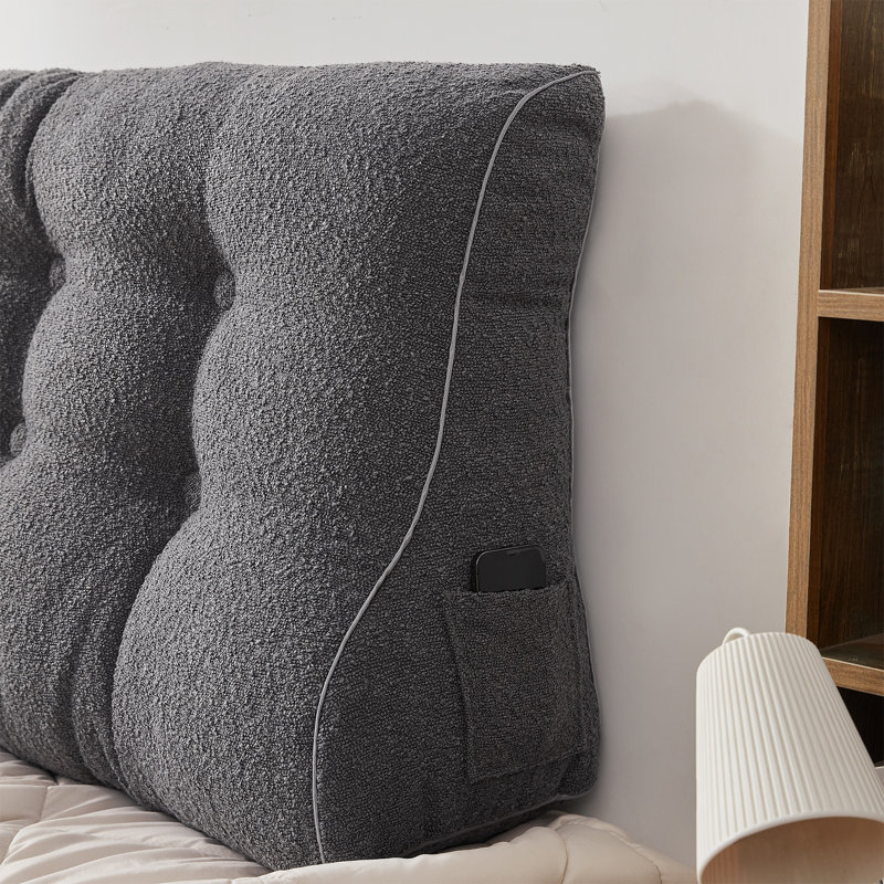 Rainha Polyester Backrest Rectangular Pillow Cover & Insert, Dark Gray