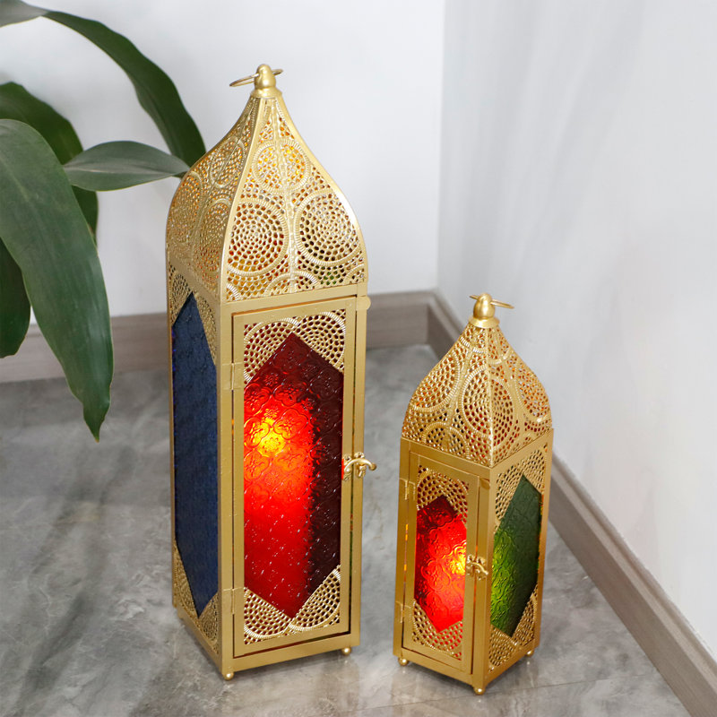 Ensemble de 2 lanternes marocaines décoratives de 23 po et 15,5 po H