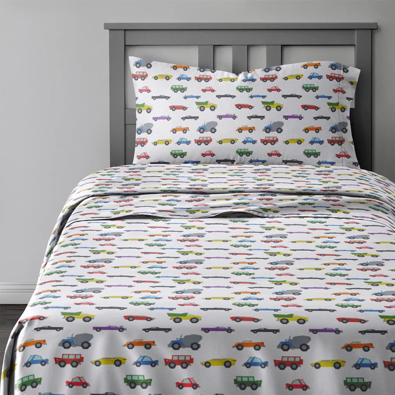 Kids Sheet Set, Soft Microfiber Bedding, Cozy & Breathable, Wrinkle Free Easy Care Bed Sheets, Cars