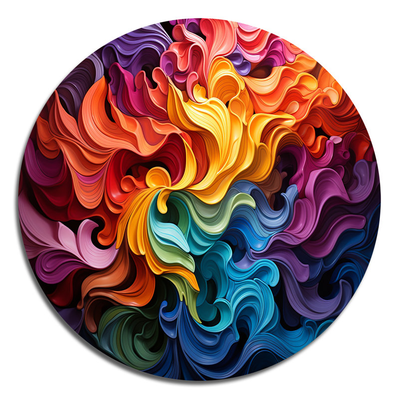 Cylee - Art abstrait rond en métal, H 36 po x l 36 po