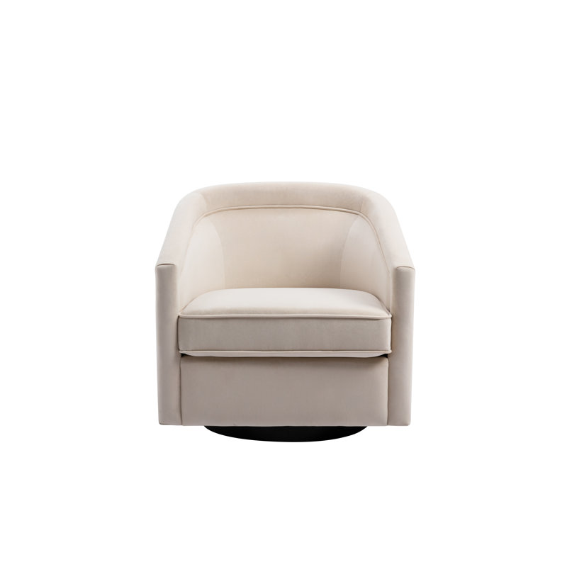 Aloisa Velvet Swivel Barrel Chair, Cream Velvet