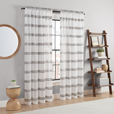 Blaurock Striped Polyester Semi-Sheer Single Curtain Panel