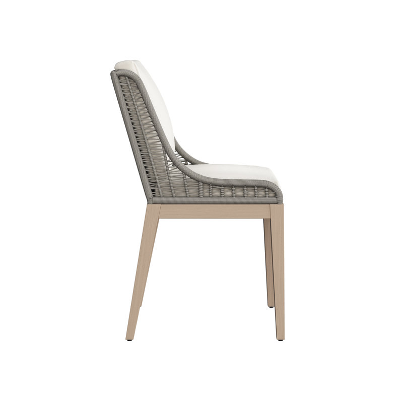 Sorrento Outdoor Teak Dining Side Chair, Brown, Off White