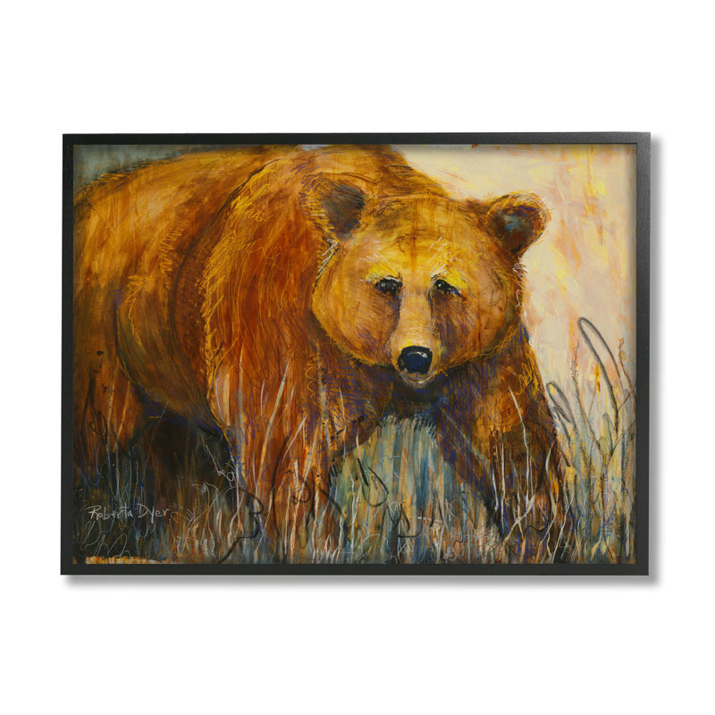Ours moderne, giclée par Roberta Dyer, H 11 po x l 14 po x P 1,5 po, Giclée encadrée noir minuit