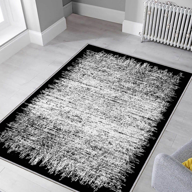 Luxurious Woven Area Rug, 5.9 x 9.2 ft, 100% Polyester, Antibacterial | Non-Slip PVC Felt Dot Underside, 0.3 in Pile Height | Machine Washable, 3D Digital Print, Perfect for Living Room & Bedroom Décor