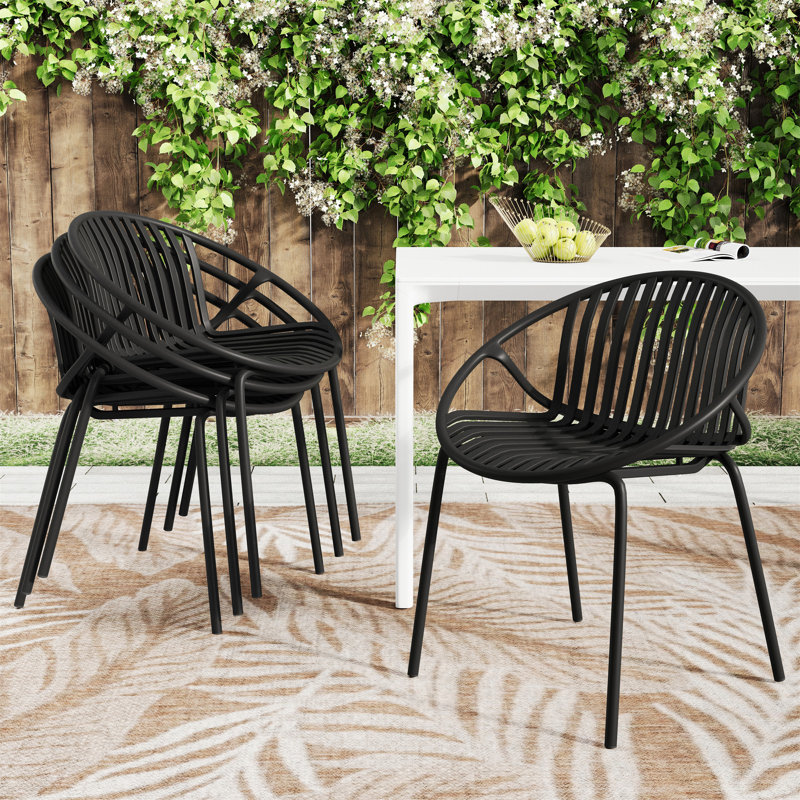 Ensemble de 2 chaises de salle à manger de patio, Noir