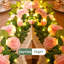 Guirlande de fleurs 2 pièces avec lumières de 19,6 pi et guirlande de fleurs roses de 13,2 pi