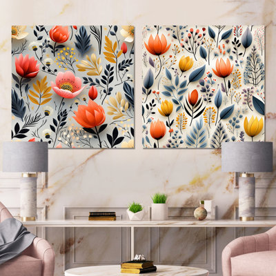 Ledonne - Ensemble de 2 décorations murales florales