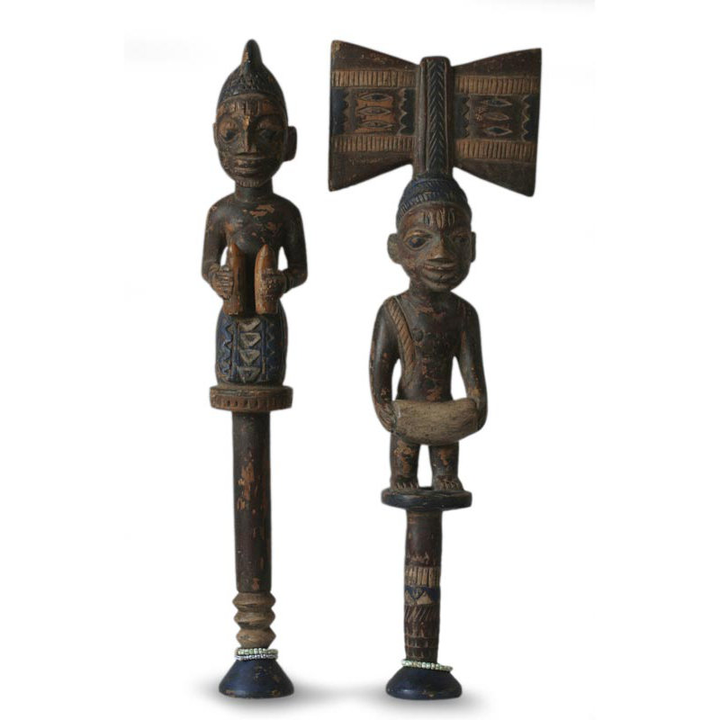2 Piece Yoruba Justice Wood Sculpture Set